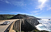 Car on Highway 1 at the Pacific rim, California, USA, America