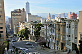 Houses along steep street, Streets of San Francisco, California, USA, America