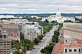 Kapitol, Pennsylvania Avenue, Blick vom alten Postamt, Washington, District of Columbia, Vereinigte Staaten von Amerika, USA