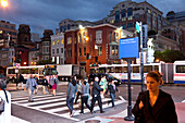 Crossing at dusk, Chinatown, Washington, District of Columbia, United States of America, USA