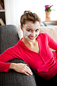 Young woman with face mask