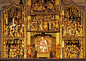 Flemish carved altar in the pilgrims' church next to St. Klemens' church, Eifel, North Rhine-Westfalia, Germany, Europe