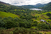 View towards lake Llyn Gwynant, Snowdonia National Park, Wales, UK