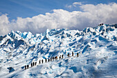 Ice trekking at Perito Moreno glacier, Lago Argentino, Los Glaciares National Park, near El Calafate, Patagonia, Argentina