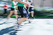 Freiburg Marathon 2011, people with motion blur, Freiburg im Breisgau, Baden-Wuerttemberg, Germany, Europe