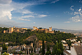 View of the fortress comples Alhambra, Granada, Andalusia, Spain, Europe