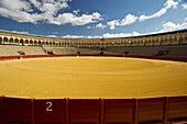 Desered bullfighting arena in the sunlight, Sevilla, Andalusia, Spain, Europe