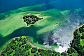 Aerial view of Rose Island, Feldafing, Lake Starnberger See, Upper Bavaria, Germany, Europe