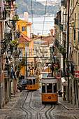 Elevador da Bica, trams on steep streets, Lisbon, Portugal, Europe