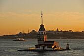 Leander Tower at sunset, Istanbul, Turkey, Europe
