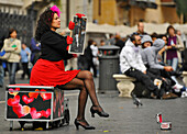 Strassenkünstlerin auf der Piazza Navona, Rom, Latium, Italien, Europa