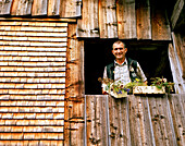 Herbalist in alp cottage, Bizau, Bregenzerwald forest, Vorarlberg, Austria