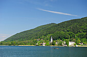 Lake Ossiacher See with Ossiach, lake Ossiacher See, Carinthia, Austria, Europe