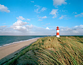 Lighthouse in the dunes, Ellenbogen, List, Sylt island, Schleswig-Holstein, Germany