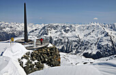 View over glacier Rettenbach with view to the south, Soelden, Oetztal, Winter in Tyrol, Austria