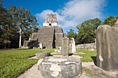 Temple II also known as Temple of the Mask, Great Plaza, Tikal, El Peten department, Guatemala