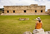 Nunnery Quadrangle in Pre-Columbian mayan ruins of Uxmal. Yucatan. Mexico.