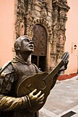 Bronze statue of a singing Mexican.Temple of San Diego. Guanajuato city. Guanajuato. Mexico.