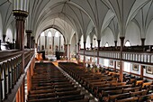 Interior of the historic wooden Church of La Verniere, L'Etang du Nord, Ile du Cap aux Meules, Iles de la Madeleine, Madeleine Islands, Quebec Maritime, Canada, North America