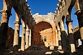 ruin of the byzantine church of Mshabak, Mushabbak, near Aleppo, Dead Cities, Syria, Middle East, West Asia