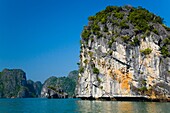 Vietnam, Northern Vietnam, Halong Bay Vegetation covered islands in Halong Bay near Cat Ba Island