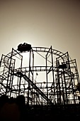 Wild mouse roller coaster ride on Pleasureland amusement park, Southport, England