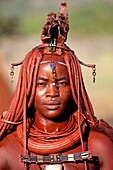 Himba woman with the typical ornaments, near to Epupa Falls, Kaokoland, Namibia