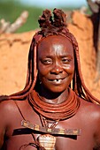 Himba woman with the typical ornaments, Kaokoland, Namibia
