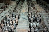 China shaanxi xian bingmayong above the army of terra cotta warriors in emperor qin shihuangdi