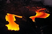 River of molten lava flowing to the sea, close-up, Kilauea Volcano, Hawaii Islands, United States