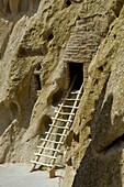 Main Loop trail showing the archeology features along Frijoles Canyon at Bandelier National Monument in New Mexico