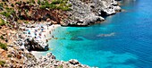 Isolated cove beach at Riserva Naturale dello Zingaro Zingaro nature reserve Scopello, Castellammare Del Golfo, Sicily