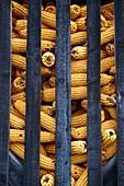 Corn cobs drying in a corn pen in the Orség Orseg region with corn drying, Hungary
