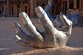 The Awakening a 70 ft sculpture aluminuim sculpture by Seward Johnson - Duomo square, Syracuse Siracusa, Sicily