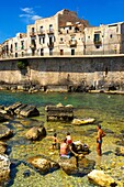 Town houses and sea wall, Syracuse Siracusa, Sicily