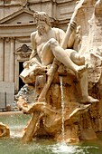 Fountain of the Four Rivers by Bellinio, designed to carry the Egyptian obalisque brough from the Circus Maximus The 4 figures represent the Nile, Ganges, Danube amd Rio de la plata Plazza Novona, Rome