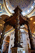 Baroque Canopy baldacchino by Bernini and the dome of St Peter's by Michelangelo, The Vatican, Rome