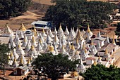Myanmar, Burma, Pindaya, whitewashed stupas