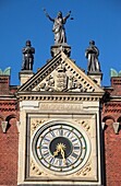Denmark, Funen, Odense, City Hall, clock, architecture detail