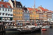 Denmark, Copenhagen, Nyhavn canalside leisure area