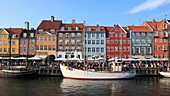 Denmark, Copenhagen, Nyhavn canalside leisure area