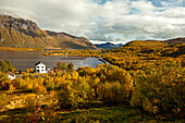 Landscape on the Lofoten islands in Autumn, Austvagoy, Nordland, Norway, Scandinavia, Europe