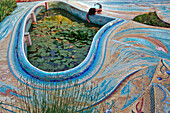 Young Girl in front of a Pool in the Gardens of La Feuilleraie, Mosaics and Pools, Happonvillers, Eure-Et-Loir (28), France