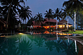 The Swimming Pool at the Coral Hotel at Night, Bang Saphan, Prachuap Khiri Khan Province, Thailand, Asia