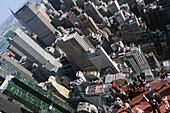 Tourists Admiring the Panoramic View Over Manhattan From the Top of the Rock, Observation Deck in the Ge Building, Rockefeller Center, Midtown Manhattan, New York City, New York State, United States