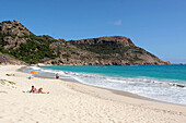Sunbathers on the Anse De Grande Saline Beach, Saint Barthelemy, French Lesser Antilles, Caribbean
