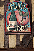 Sign For a Cider Bar, Village of Beuvron-En-Auge, the Cider Road in Normandy, Calvados (14), Lower Normandy, France