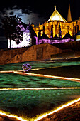 The Archbishop's Gardens Behind the Cathedral Lit Up During the Chartres in Lights Festival, Eure-Et-Loir (28), France