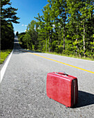 Red Suitcase on a Road, Georgia, United States