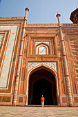 Man in Archway of Taj Mahal Mosque, Agra, India